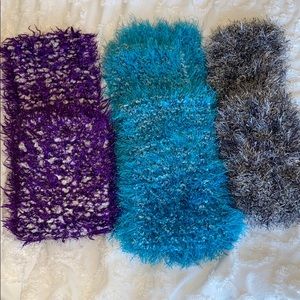 3 fuzzy scarfs